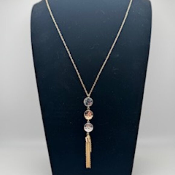 Banana Republic Jewelry - Banana Republic XOXO Gold Silver Toned Hammered Chain Tassel Necklace
